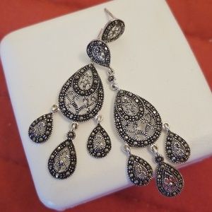 Earrings-Marcacite and silver plated